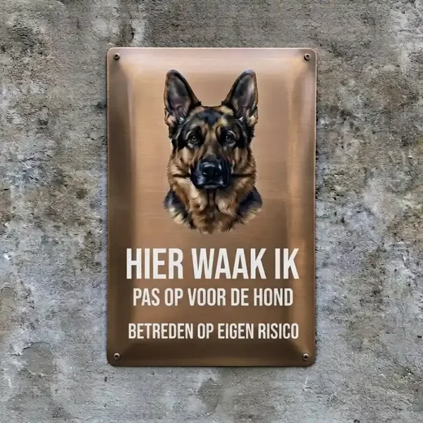 Metalen Bord Duitse Herder - Hier Waak Ik