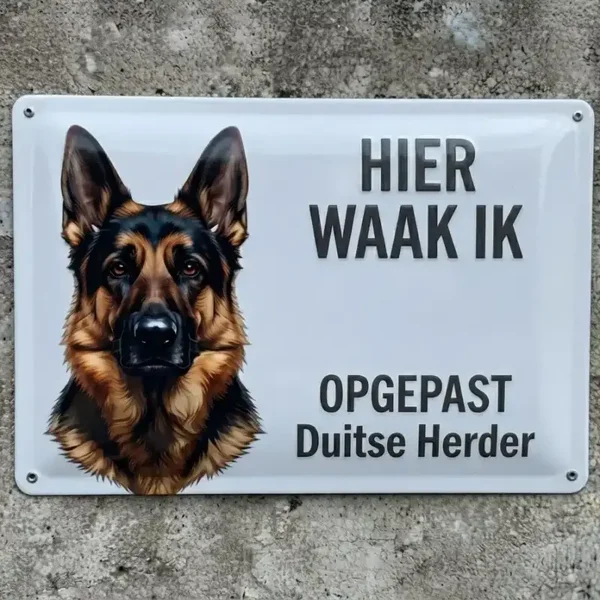 Metalen Bord Duitse Herder - Hier Waak Ik