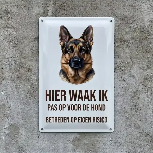 Metalen bord Duitse Herder - Hier waak ik