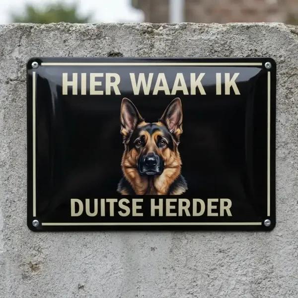 Metalen Bord Duitse Herder - Hier Waak Ik