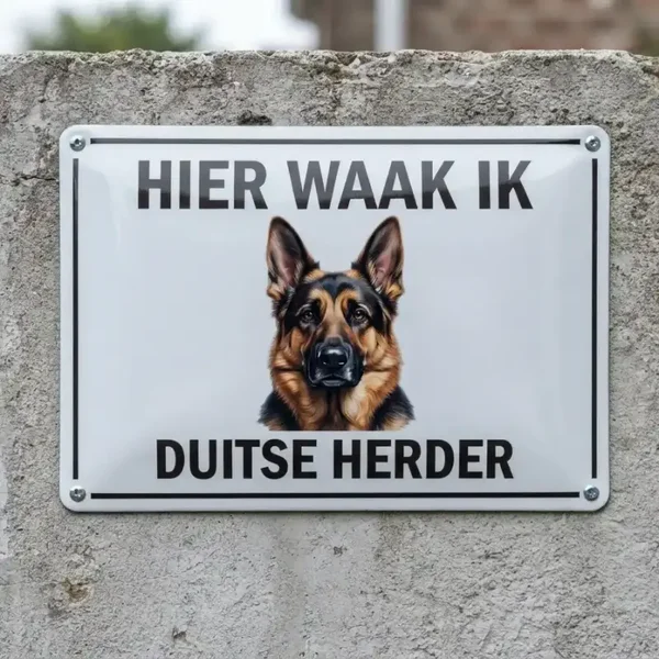 Metalen Bord Duitse Herder - Hier Waak Ik