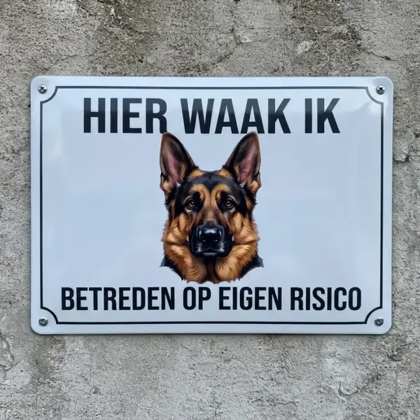 Metalen Bord Duitse Herder - Hier Waak Ik