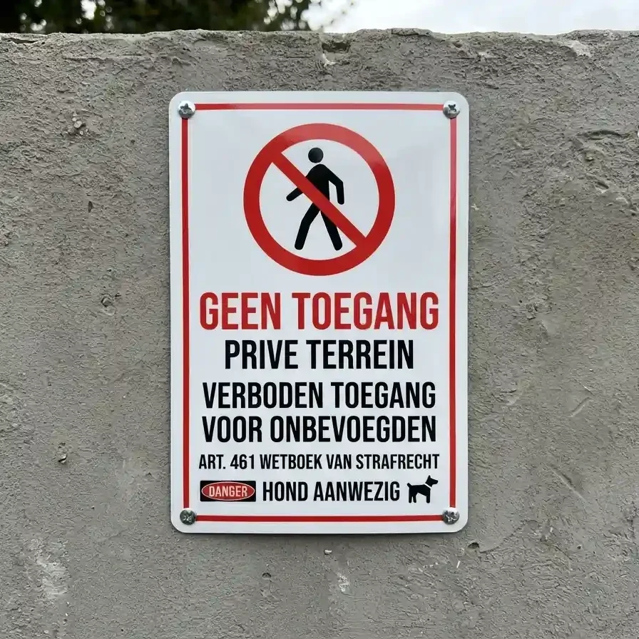 Metalen Bord Geen Toegang Prive Terrein - Art. 461 / Hond Aanwezig