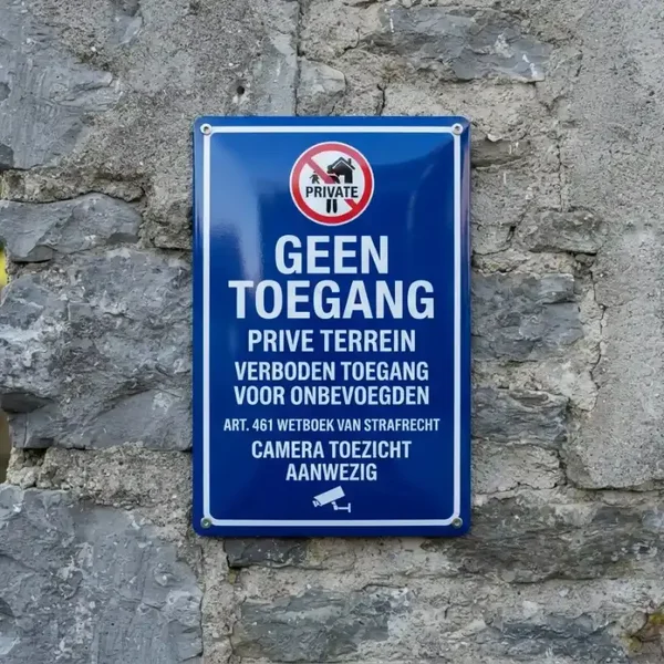 Metalen Bord Geen Toegang Prive Terrein & Camera Toezicht
