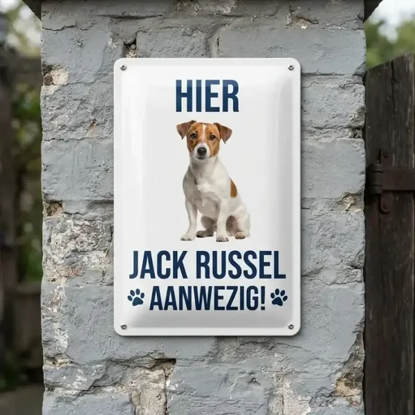 Metalen Bord Hier Jack Russel Aanwezig