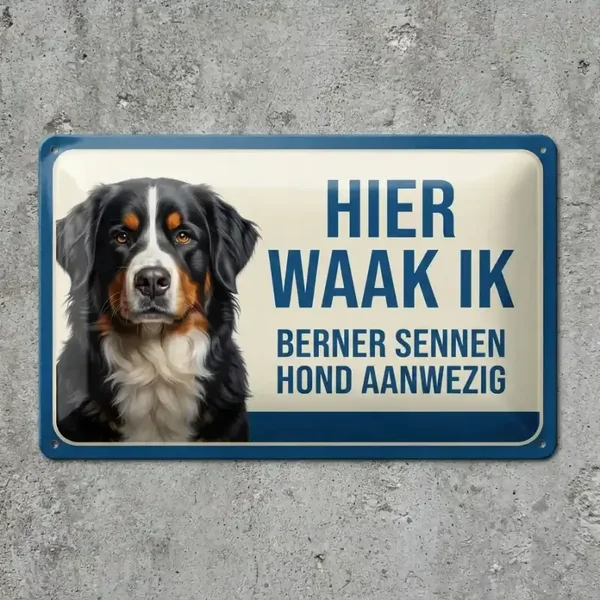 Metalen Bord Hier Waak Ik - Berner Sennen