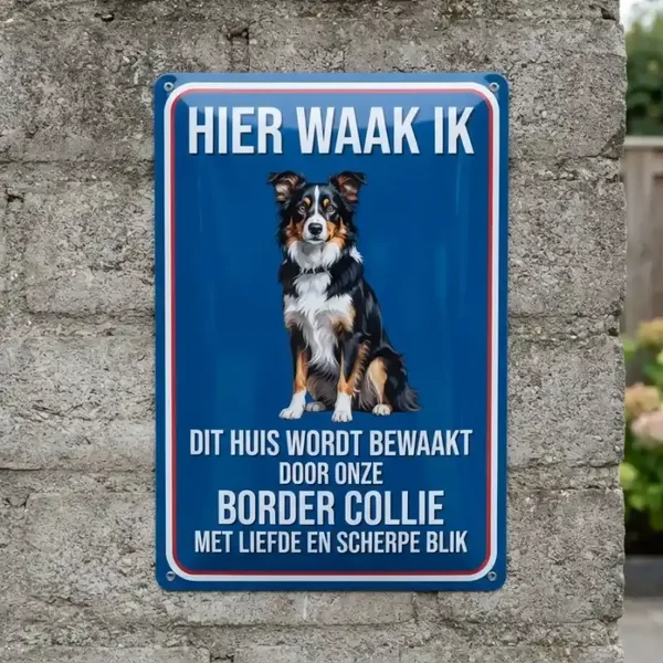Metalen Bord Hier Waak Ik Border Collie