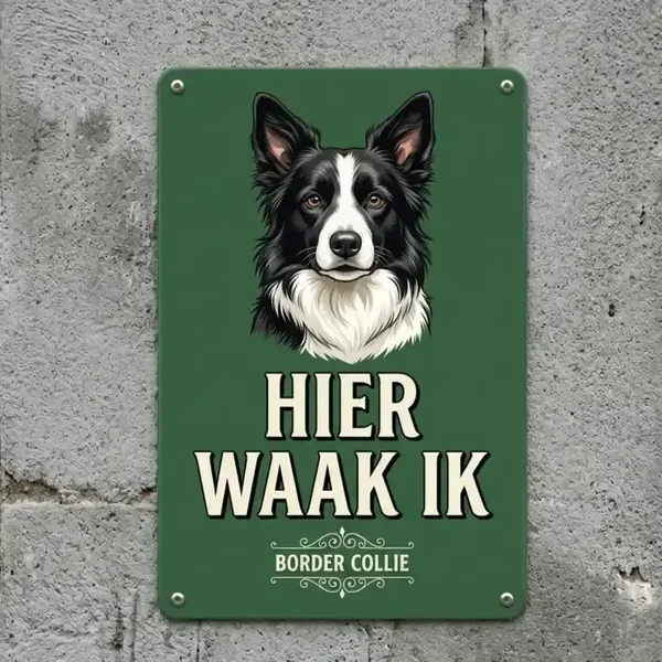 Metalen Bord Hier Waak Ik Border Collie