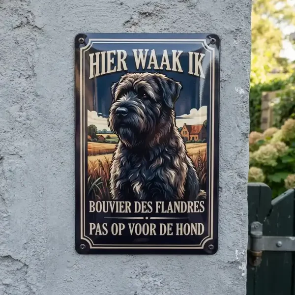 Metalen Bord Hier Waak Ik Bouvier des Flandres