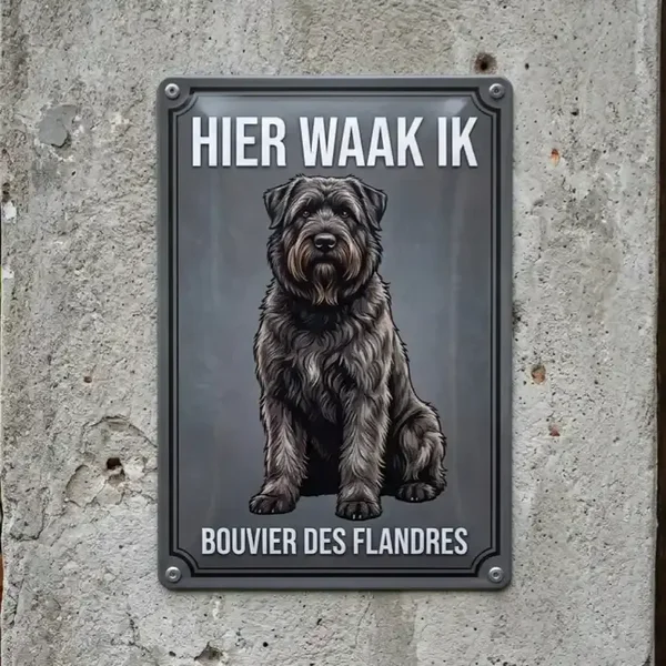 Metalen Bord Hier Waak Ik Bouvier des Flandres