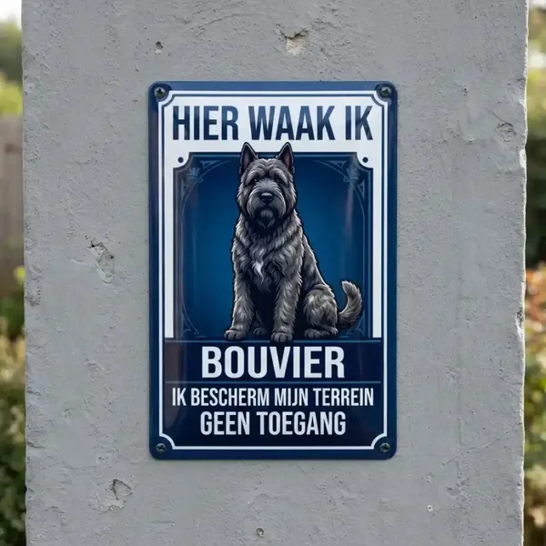 Metalen Bord Hier Waak Ik Bouvier