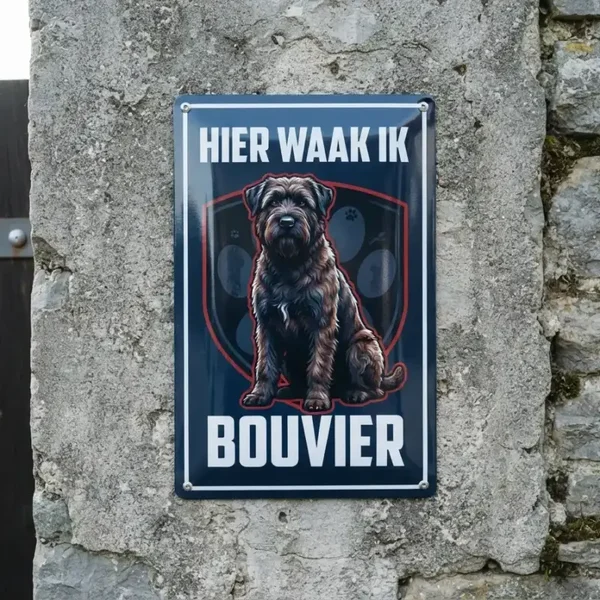 Metalen Bord Hier Waak Ik Bouvier