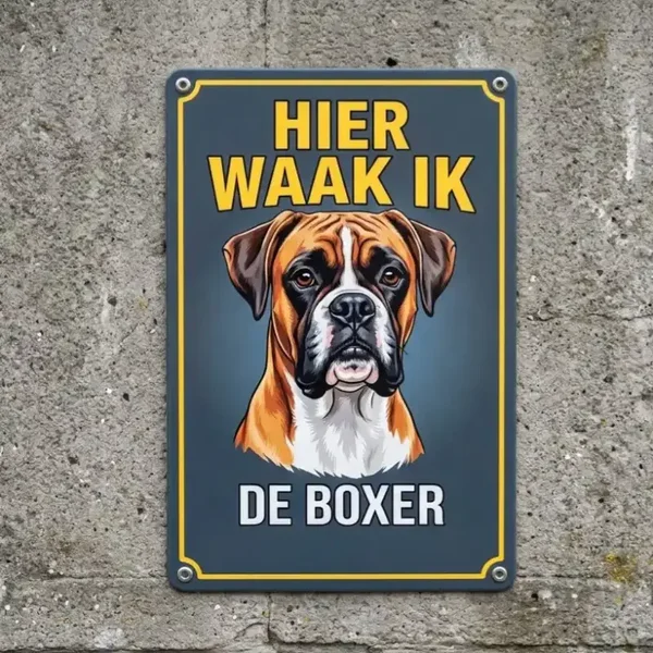 Metalen Bord Hier Waak Ik - Boxer