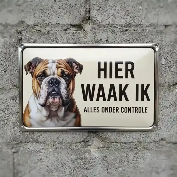 Metalen Bord Hier Waak Ik Bulldog