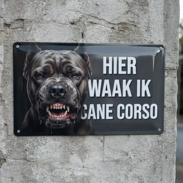 Metalen Bord Hier Waak Ik Cane Corso