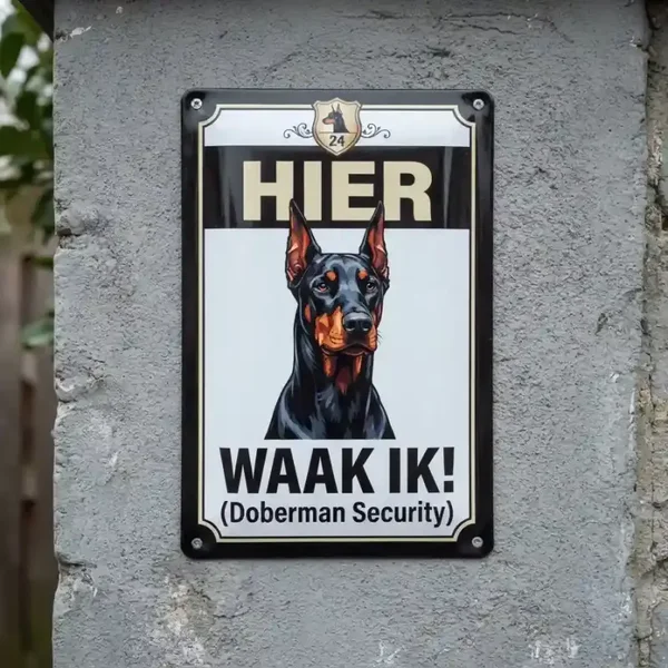Metalen bord Doberman Waak Ik - Doberman Security