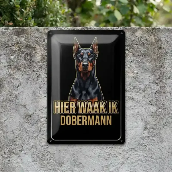 Metalen bord Dobermann - Hier waak ik