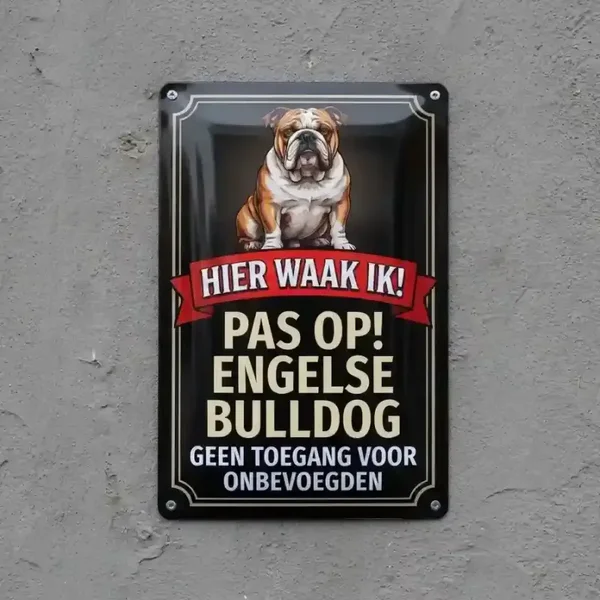 Metalen Bord Hier Waak Ik Engelse Bulldog