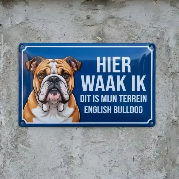 Metalen Bord Hier Waak Ik English Bulldog