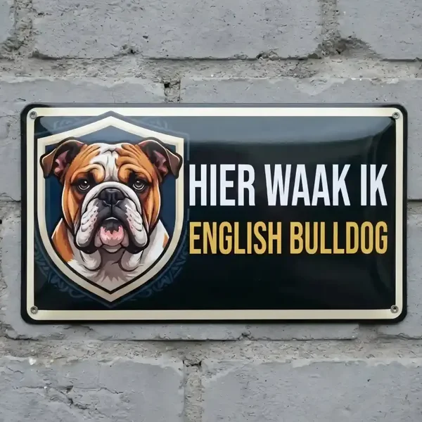Metalen Bord Hier Waak Ik English Bulldog