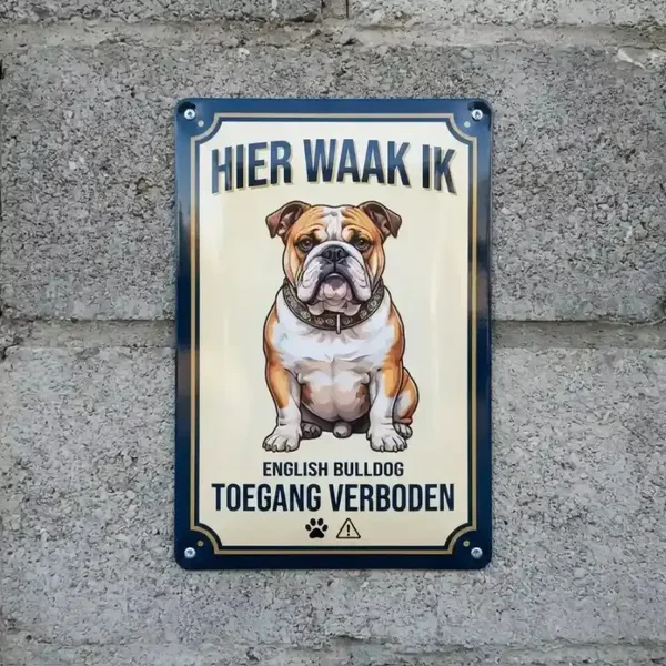 Metalen Bord Hier Waak Ik English Bulldog