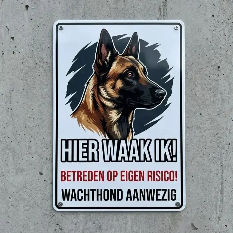 Metalen Waarschuwingsbord Hier Waak Ik - Herder