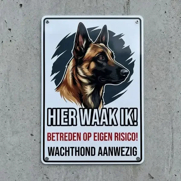 Metalen Waarschuwingsbord Hier Waak Ik - Herder