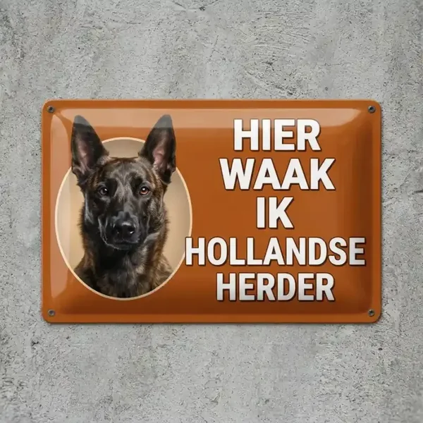 Metalen Bord Hier Waak Ik Hollandse Herder