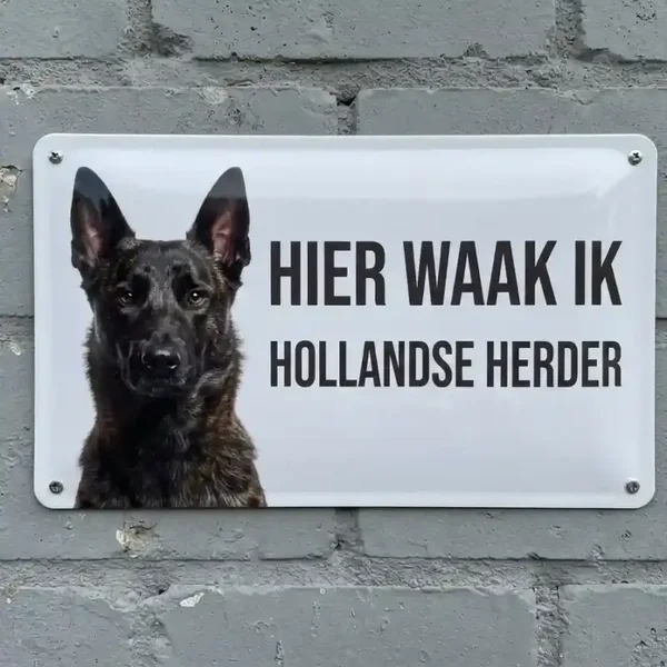 Metalen Bord Hier Waak Ik - Hollandse Herder