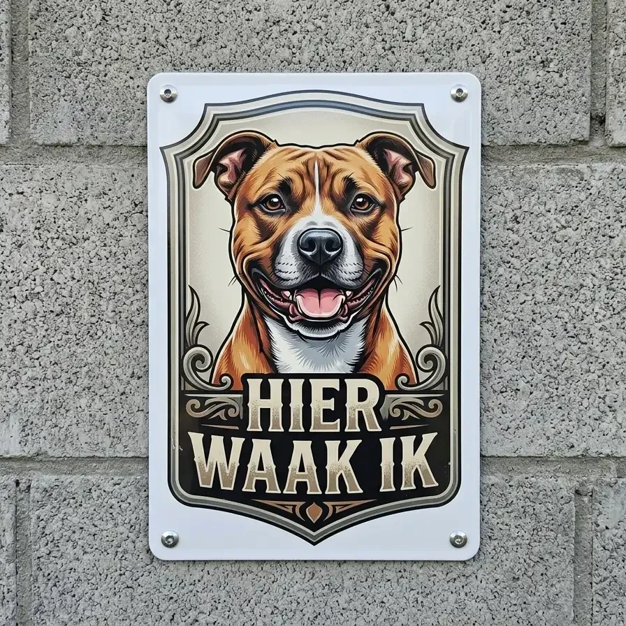 Metalen Waarschuwingsbord 'Hier Waak Ik'