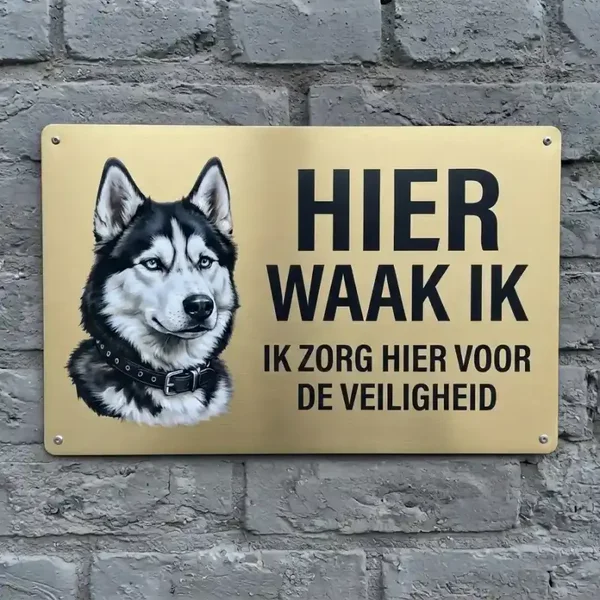 Metalen Bord Hier Waak Ik Husky