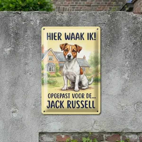Metalen Bord Hier Waak Ik Jack Russell