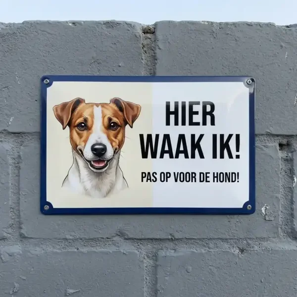 Metalen Bord "Hier Waak Ik" - Jack Russell