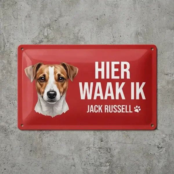 Metalen Bord Hier Waak Ik Jack Russell