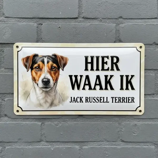 Metalen Bord Hier Waak Ik Jack Russell Terrier