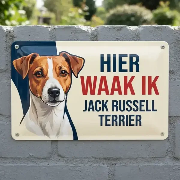 Metalen bord Hier Waak Ik Jack Russell Terrier