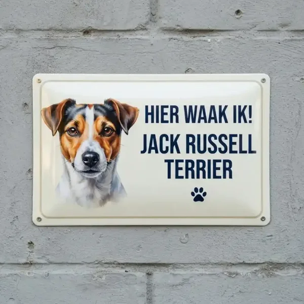 Metalen Bord "Hier Waak Ik" Jack Russell Terrier