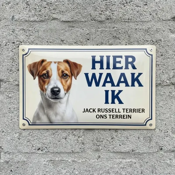 Metalen bord Hier Waak Ik Jack Russell Terrier