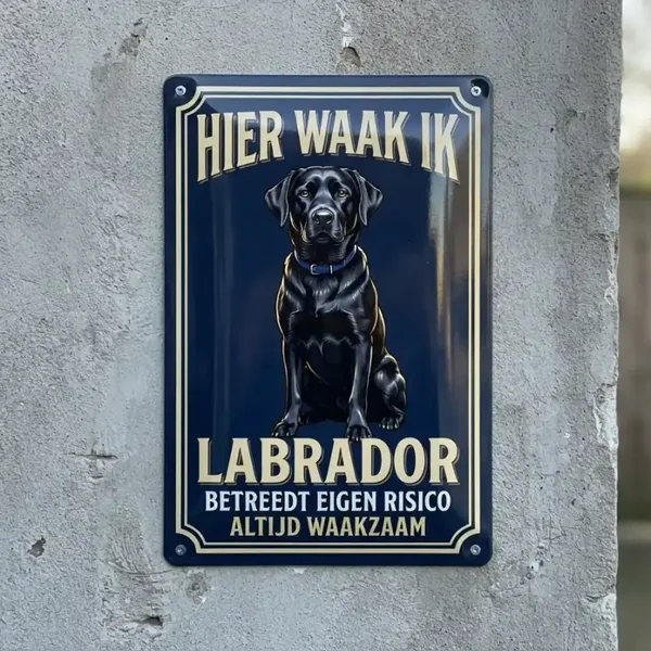 Metalen Bord Hier Waak Ik Labrador