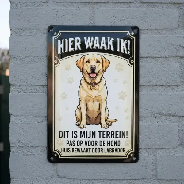 Metalen Bord Hier Waak Ik Labrador