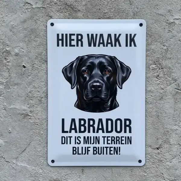 Metalen Bord Hier Waak Ik Labrador