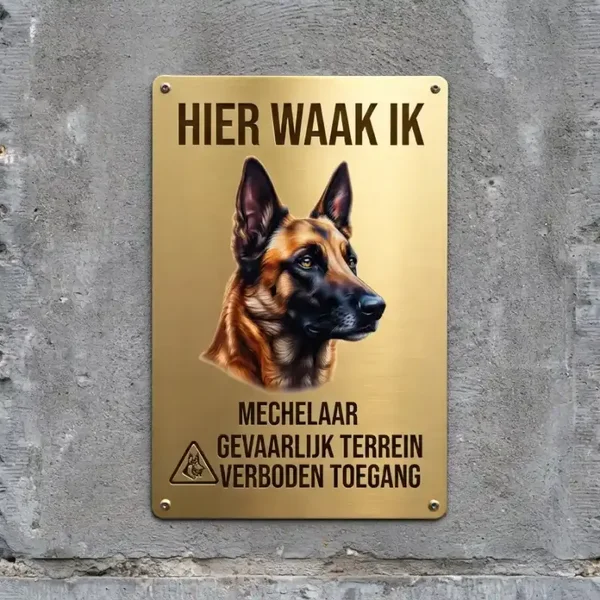 Metalen Bord Hier Waak Ik Mechelse Herder