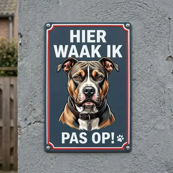 Metalen Bord Hier Waak Ik - Pas Op!