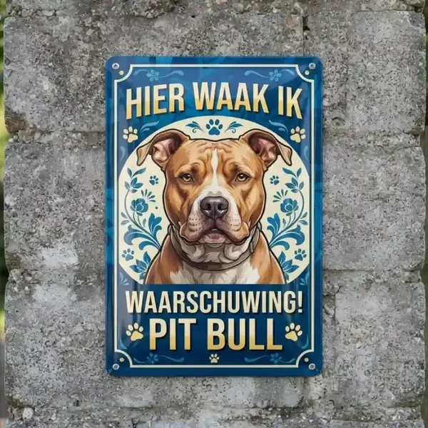 Metalen Bord Hier Waak Ik Pitbull