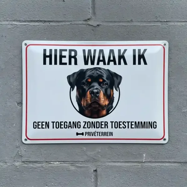 Metalen Waarschuwingsbord Rottweiler - Hier Waak Ik Privéterrein