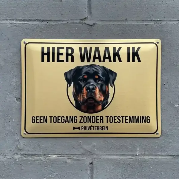 Metalen Bord Hier Waak Ik Rottweiler Privéterrein