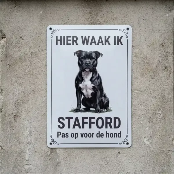 Metalen bord Hier waak ik Stafford