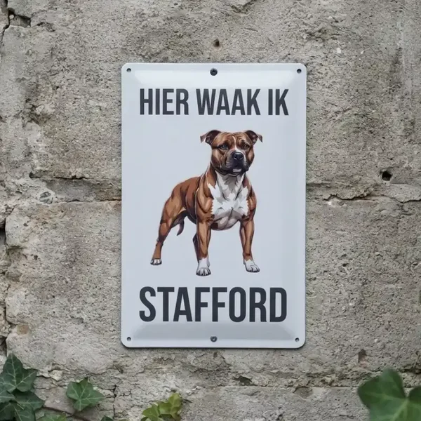 Metalen bord Hier waak ik Stafford