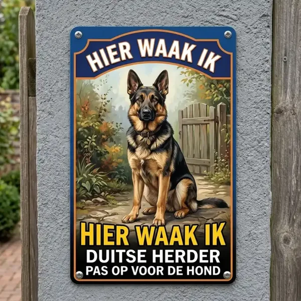Metalen bord Hier waak ik Duitse Herder