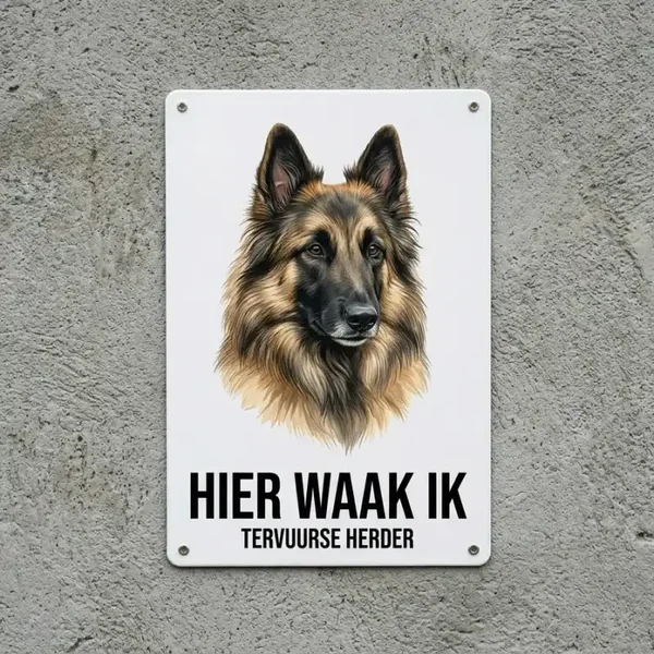 Metalen bord Tervuurse Herder - Hier waak ik